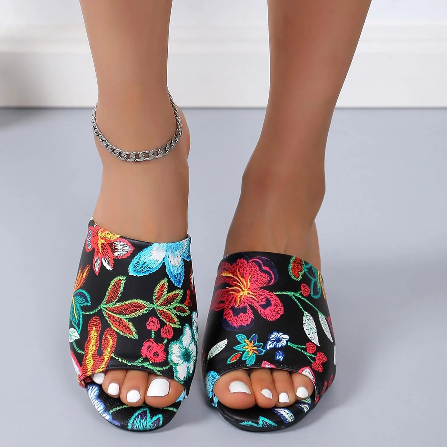 Women's Arch Support Peep Toe Sandals Comfortable Walking Strappy Pumps for Women Kitten Heels Banquet Shoes