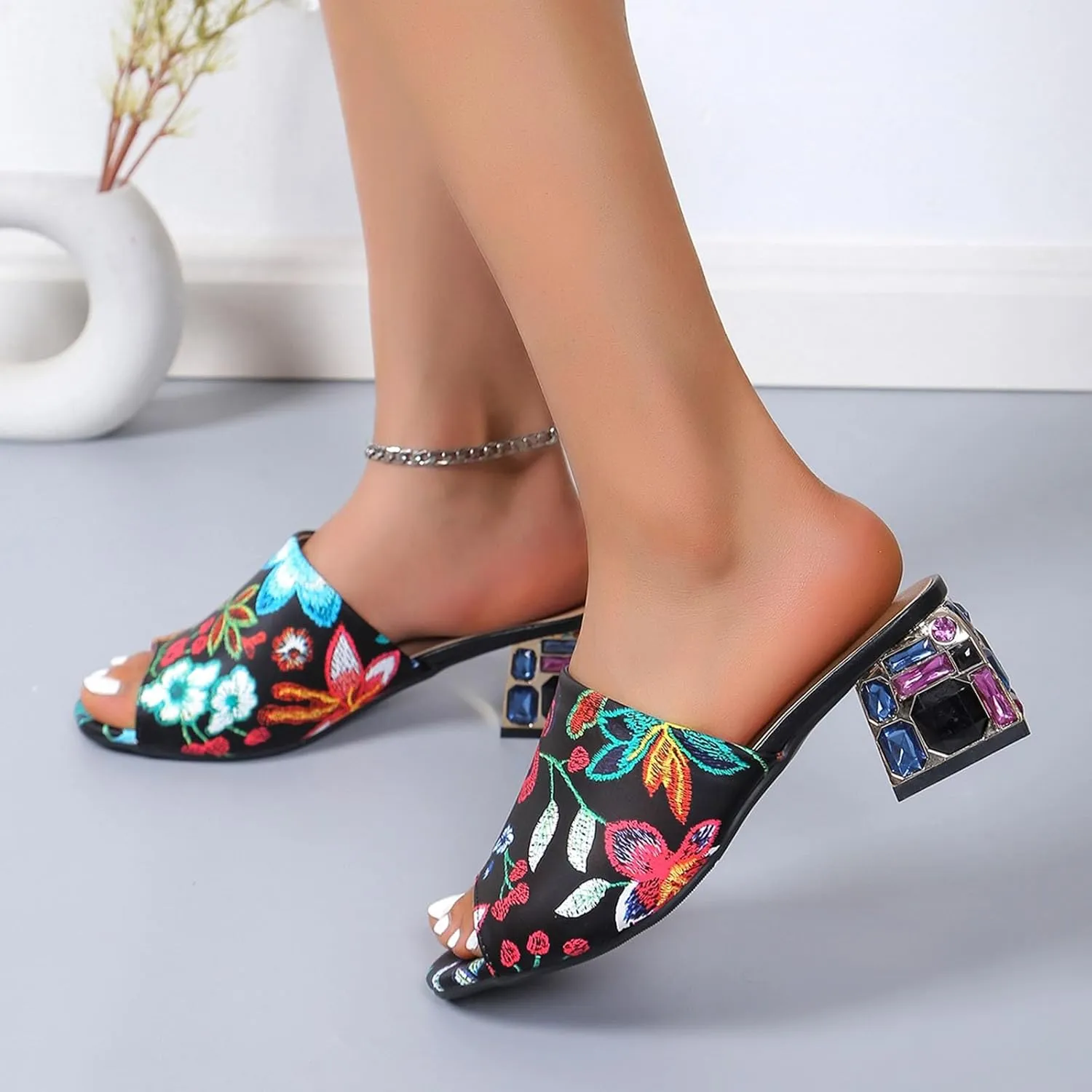 Women's Arch Support Peep Toe Sandals Comfortable Walking Strappy Pumps for Women Kitten Heels Banquet Shoes