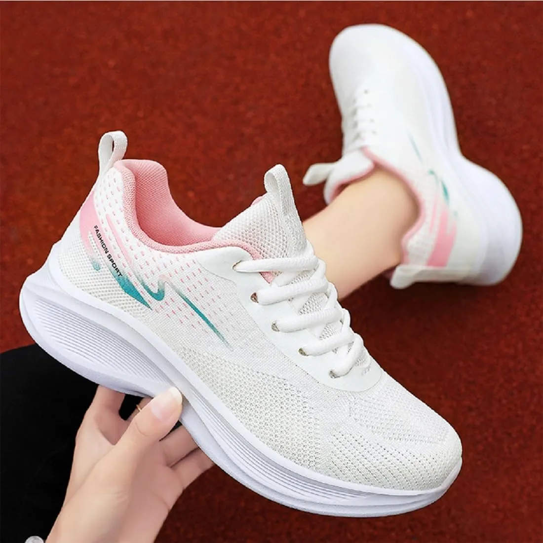 Women's Breathable Lightweight Mesh Running Shoes, Non-Slip Cushioned Supportive Sneakers for Gym Workout, Casual Athletic Wear