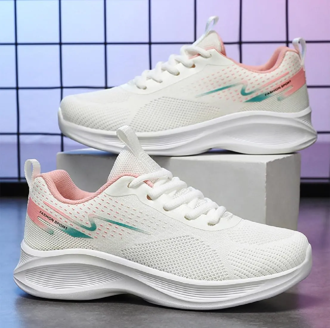 Women's Breathable Lightweight Mesh Running Shoes, Non-Slip Cushioned Supportive Sneakers for Gym Workout, Casual Athletic Wear