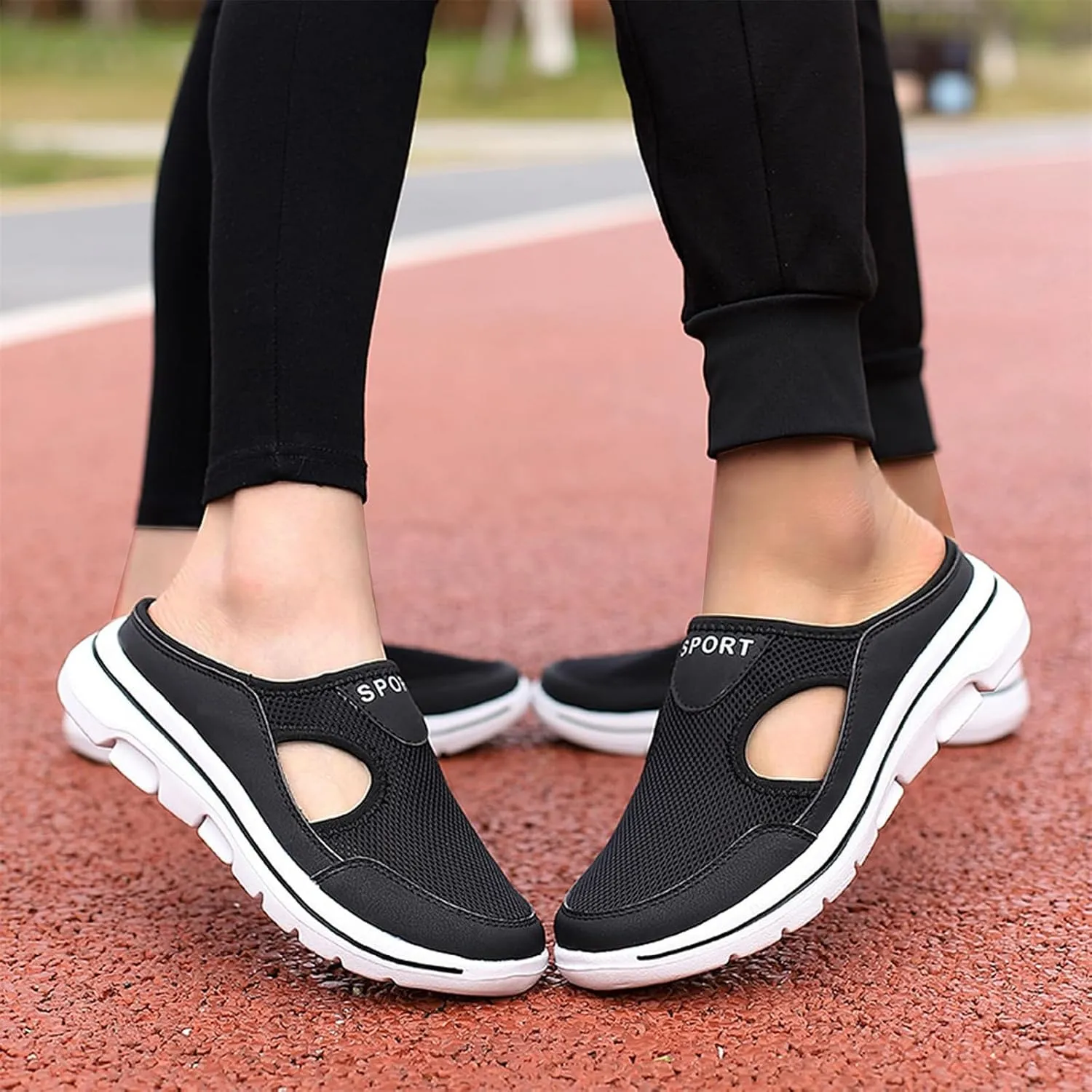 Womens Breathable Mesh Open Back Shoes Comfortable Walking Orthopedic Slip on Support Sports Sandals Outdoor Casual Soft Yoga Hiking Loafer Sandals