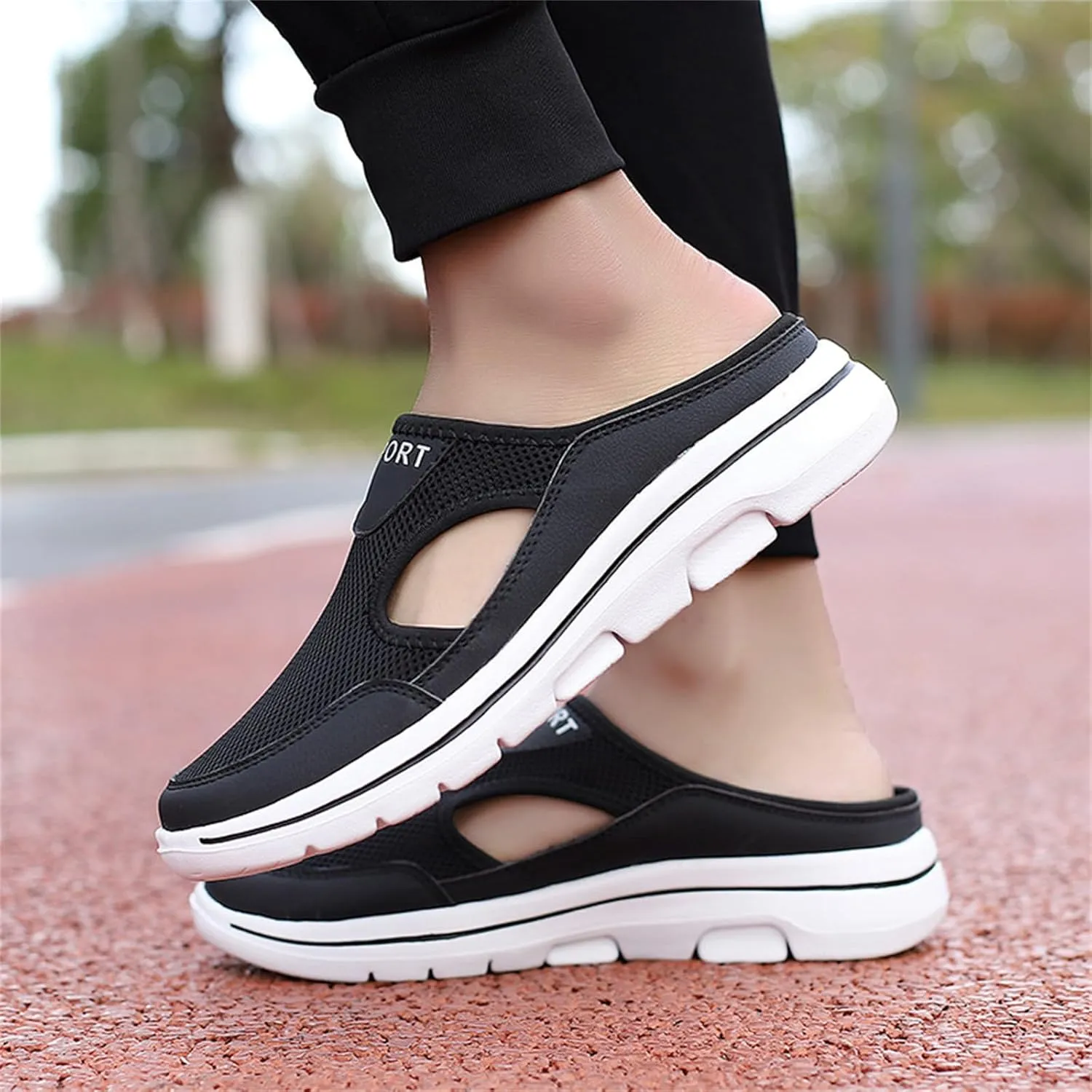 Womens Breathable Mesh Open Back Shoes Comfortable Walking Orthopedic Slip on Support Sports Sandals Outdoor Casual Soft Yoga Hiking Loafer Sandals