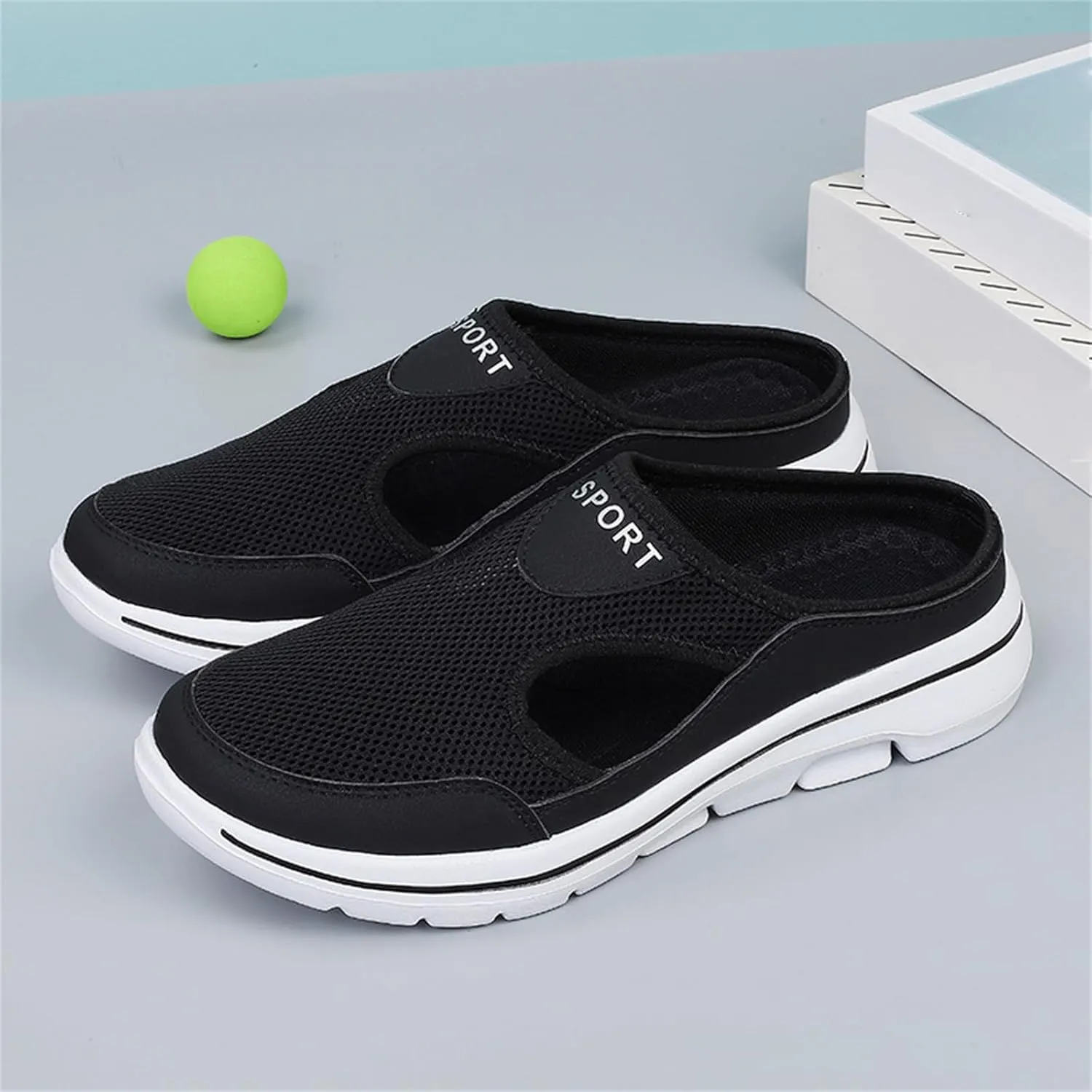 Womens Breathable Mesh Open Back Shoes Comfortable Walking Orthopedic Slip on Support Sports Sandals Outdoor Casual Soft Yoga Hiking Loafer Sandals