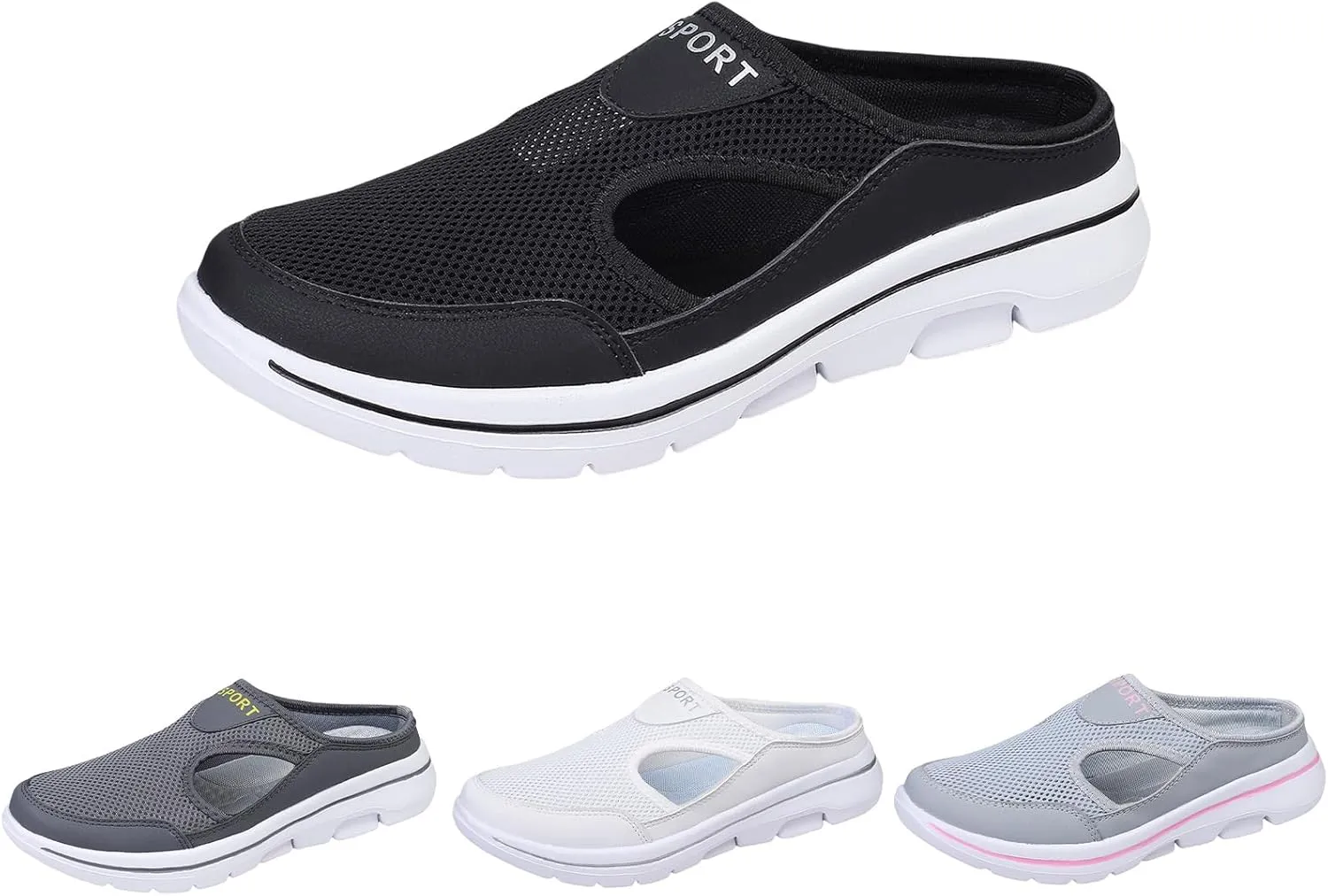 Womens Breathable Mesh Open Back Shoes Comfortable Walking Orthopedic Slip on Support Sports Sandals Outdoor Casual Soft Yoga Hiking Loafer Sandals