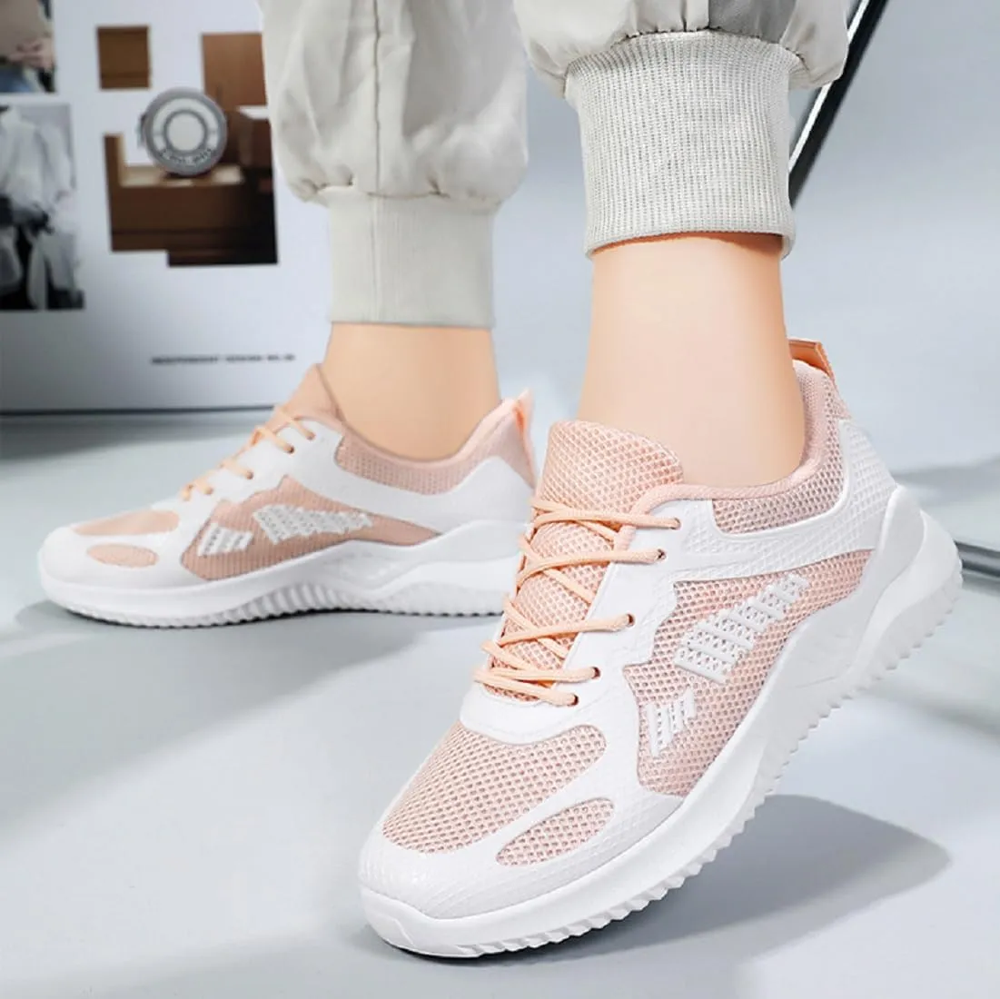 Women's Breathable Mesh Running Shoes with Lightweight, Non-Slip, Cushioned, Supportive for Workout and Casual Wear