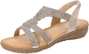 Womens Flats Bohemia Glitter Love Pattern Sandals Open Toe Ankle Strap Beach Sandal Comfortable Summer Dress Shoes