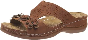 Womens Leather Low Wedge Sandals Comfortable Walking Casual Slip on Summer Sandals Rubber Sole Slippers Summer Beach Vacation Shoes