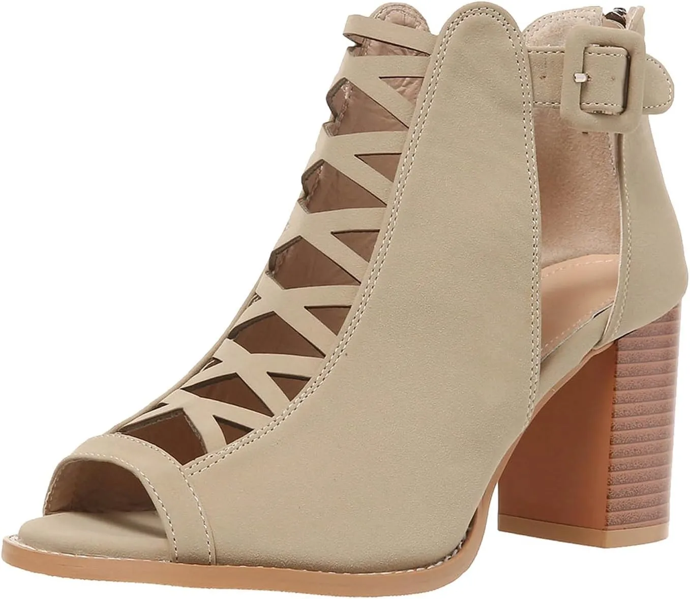 Women's Open Toe Booties with Block Heel and Side Comfortable and Stylish Cut Women's High Heel Shoes Replacement Tips
