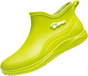 Womens Rain Boots Mid Calf Mens Grounded Footwear Fall Booties 2024 Low Heel Slip On Barefoot Shoes Women's Rubber Rain Boots Waterproof & Anti-slip Womens Chelsea Boots