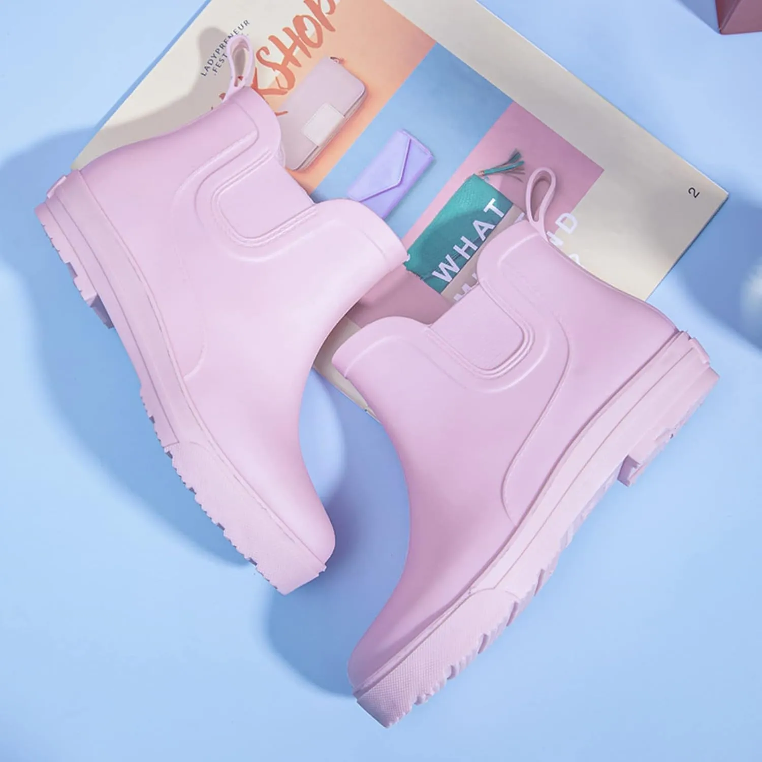 Womens Rain Boots Platform Mens Grounded Footwear Booties Black Slip On Barefoot Shoes Short Rain Boots for Women Waterproof Garden Shoes White Cowgirl Boots