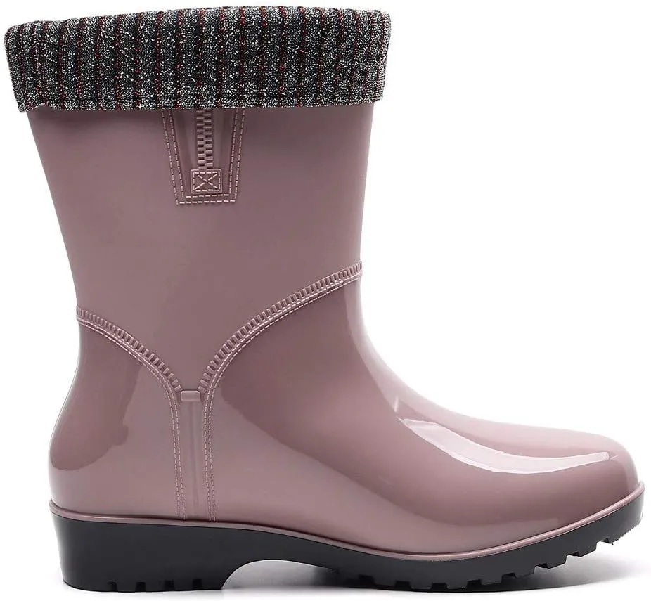 Womens Rain Boots Tall Waterproof Knitted Lined Mens Grounded Footwear Booties Barefoot Shoes Casual Fall Mid Calf Rain Boots for Women,Waterproof Garden Womens Winter Boots