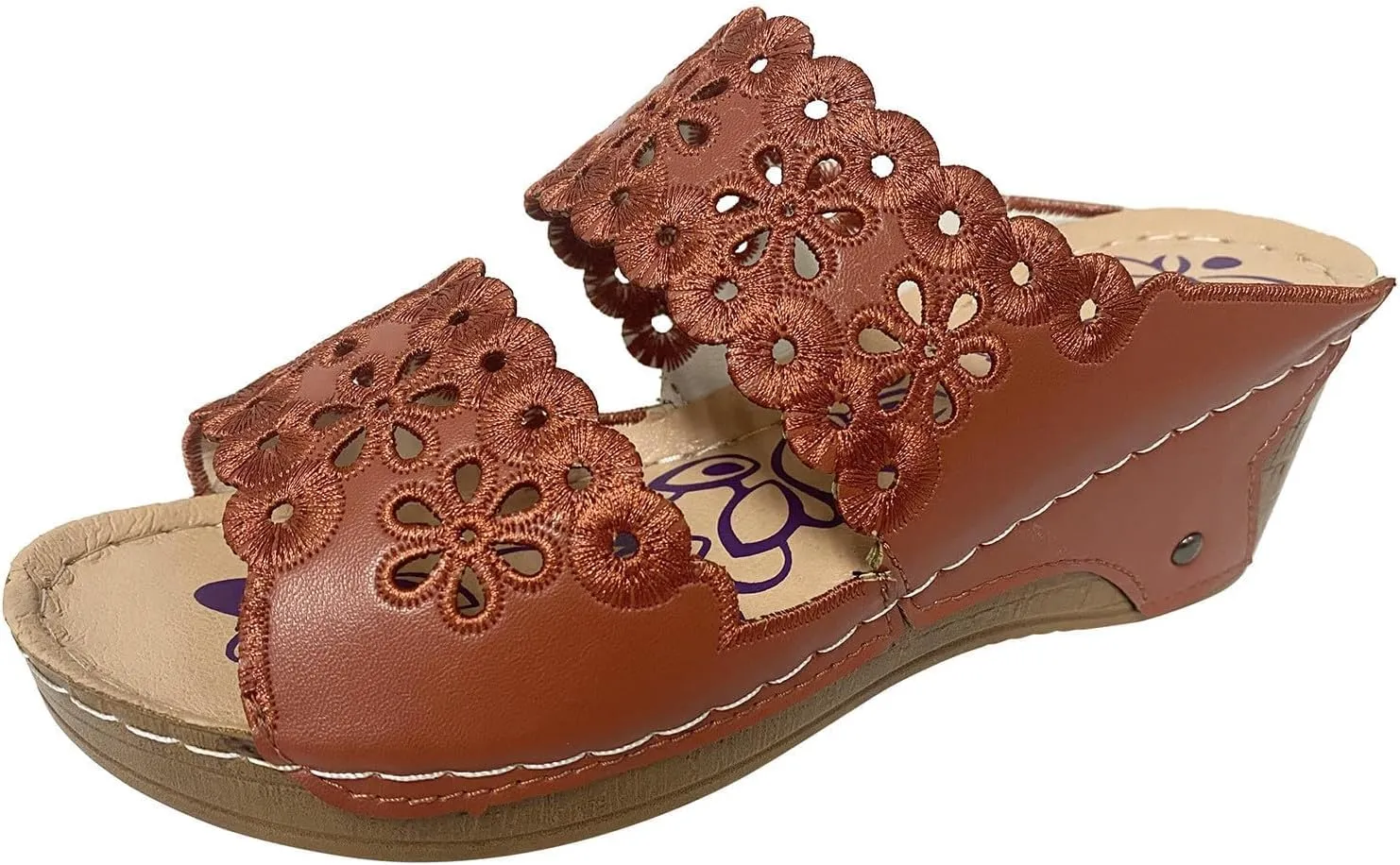 Womens Sandals Open Toe Platform Wedge Casual Summer Hollow Out Breathable Slippers Slip on Orthopedic Arch Support Comfortable Walking Chunky Sandals