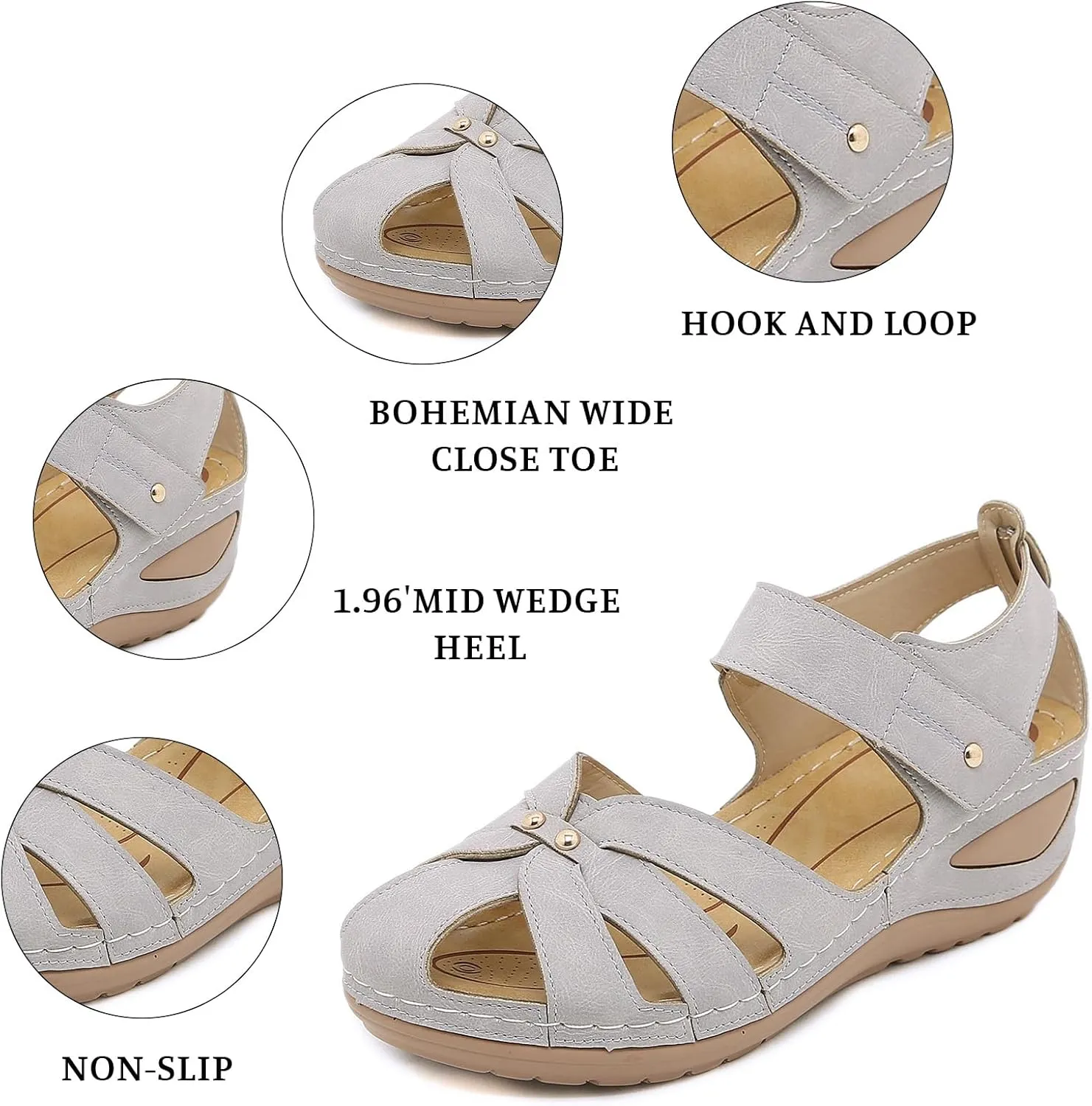 Womens Sandals Wedge Shoes:Bohemia Gladiator Outdoor Closed Toe Sandals Comfortable Ankle Strap Fashion Trendy Platform Sandal 2025