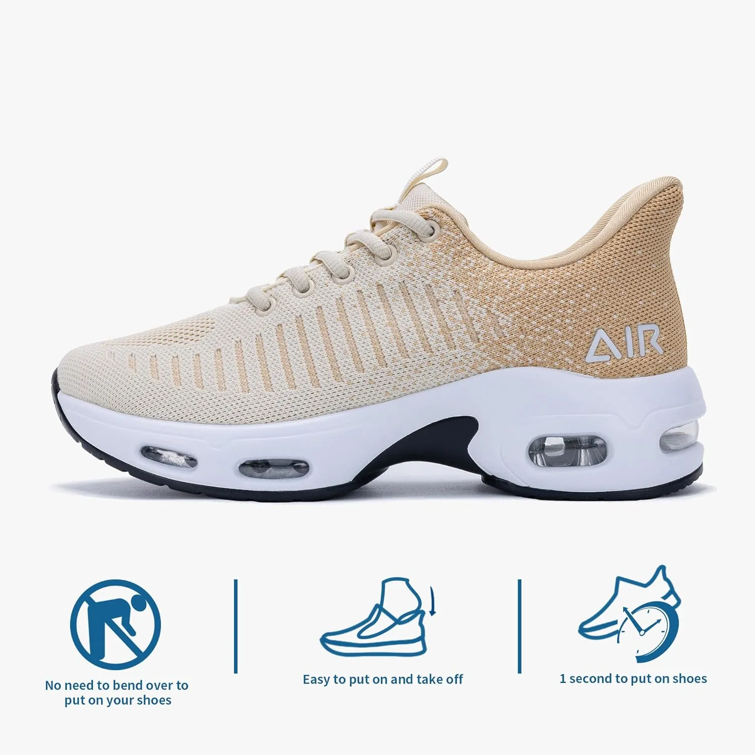 Women's Walking Shoes Slip On Sneakers, Easy Put On Air Tennis Shoes for Ladies