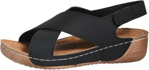 Womens Wedge Orthopedic Sandals 2025 Crisscross Strap Open Toe Summer Sandals for Women with Arch Support Comfortable Orthopedic Shoes