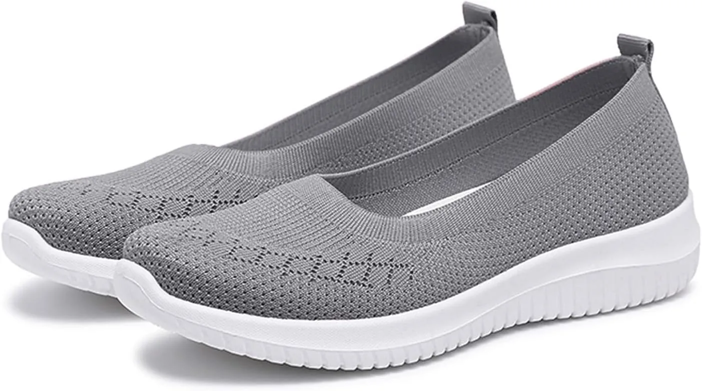 Womens Woven Orthopedic Breathable Soft Shoes Go Walking Womens Breathable Walking Shoes Slip On Mesh Knitted Flats Gym Sneakers Lightweight Casual Easy Shoe Arch Support Orthopedic Flat Footwear