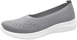 Womens Woven Orthopedic Breathable Soft Shoes Go Walking Womens Breathable Walking Shoes Slip On Mesh Knitted Flats Gym Sneakers Lightweight Casual Easy Shoe Arch Support Orthopedic Flat Footwear