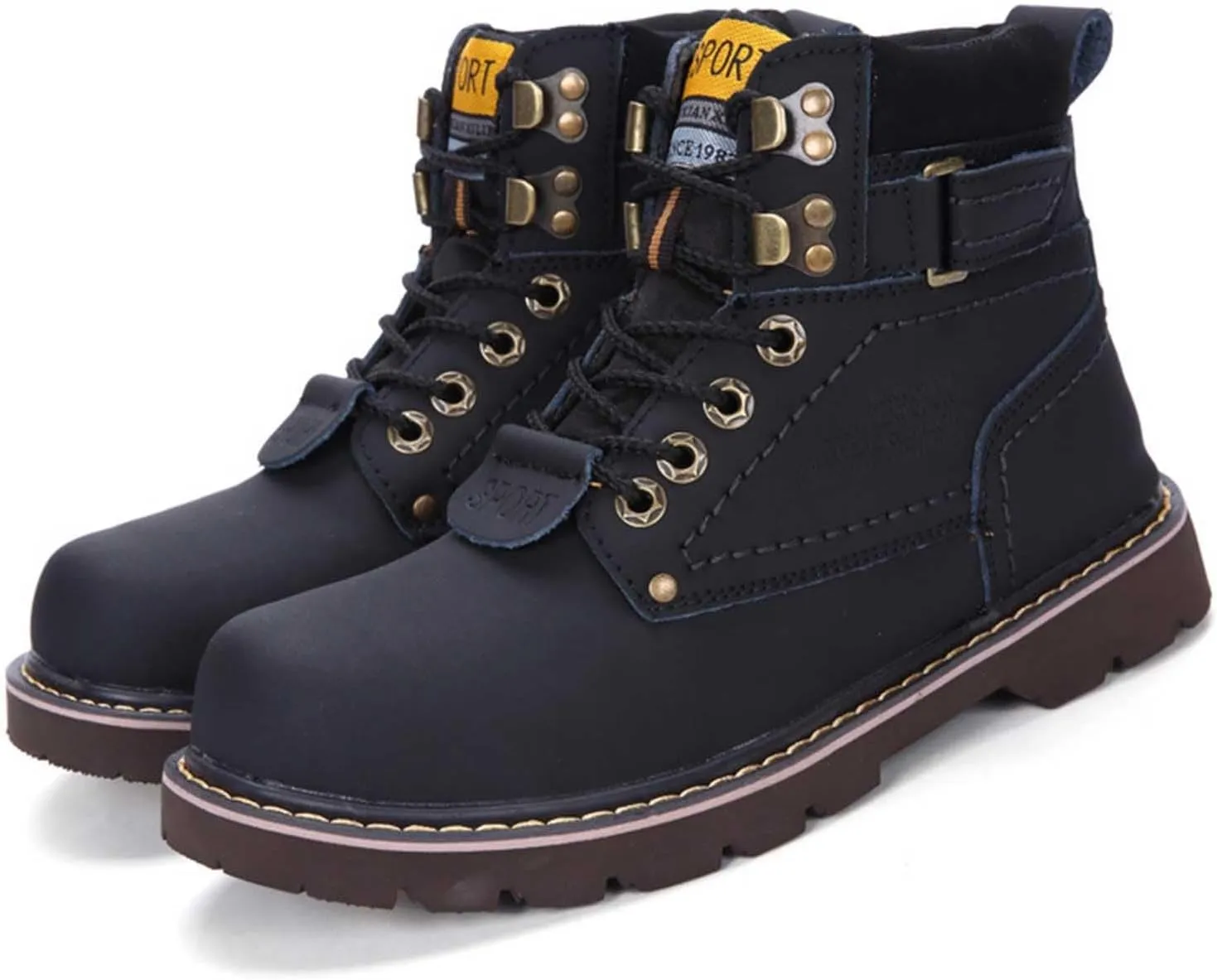 Work Boots for Men Composite Hiking Sneakers Warm Fur Lined Women's Safety Toe Shoes Business Casual Waterproof Outdoor Shoes Leather Comfortable Hike Grounded Footwear