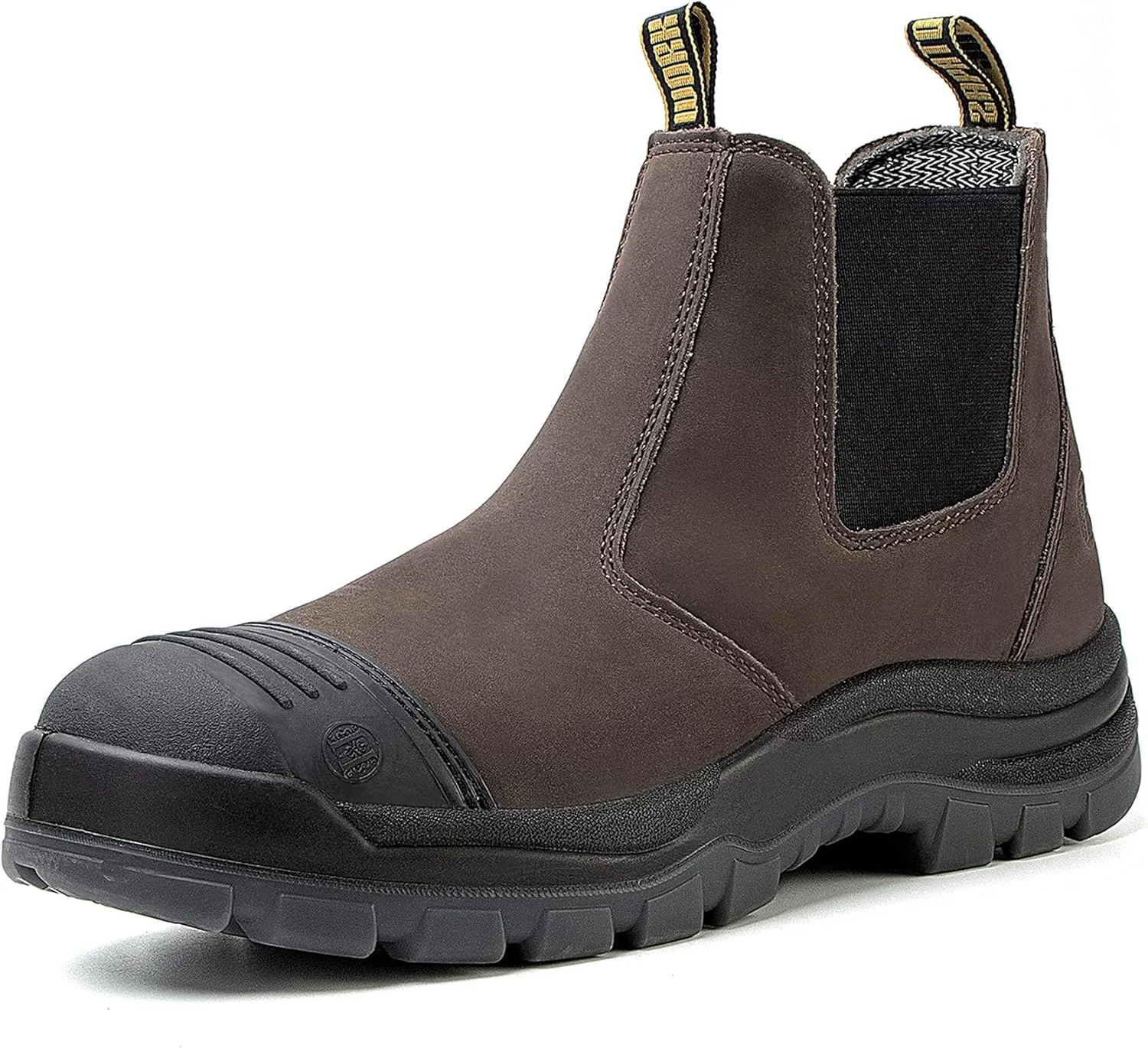 Work Boots for Men, Soft Toe Waterproof Working Boots, Slip Resistant Slip-on Safety Static Dissipative Working Shoes (CF802D, 11.5)