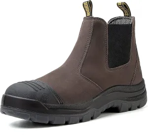 Work Boots for Men, Soft Toe Waterproof Working Boots, Slip Resistant Slip-on Safety Static Dissipative Working Shoes (CF802D, 11.5)
