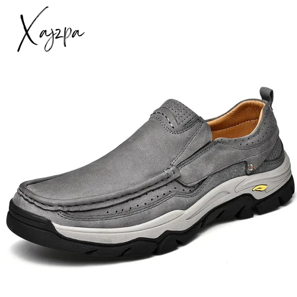 Xajzpa Hiking Patent Model Four Seasons Head Leather Frosted Casual Shoes Men's Walking Shoes Winter Boots Men's Hiking