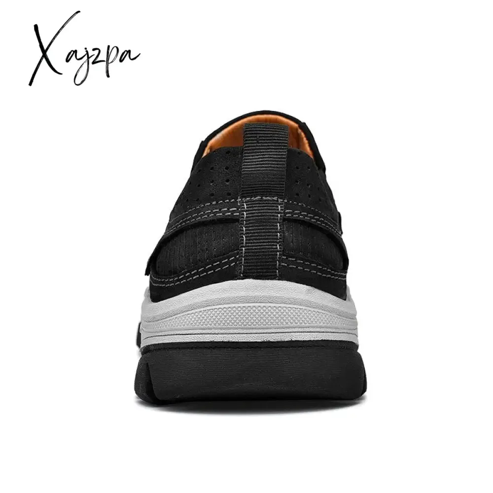 Xajzpa Hiking Patent Model Four Seasons Head Leather Frosted Casual Shoes Men's Walking Shoes Winter Boots Men's Hiking