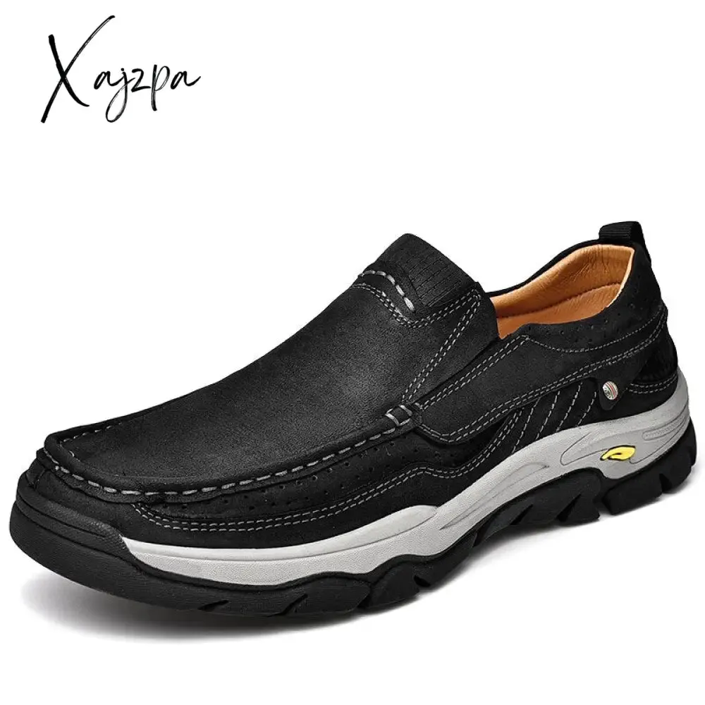 Xajzpa Hiking Patent Model Four Seasons Head Leather Frosted Casual Shoes Men's Walking Shoes Winter Boots Men's Hiking