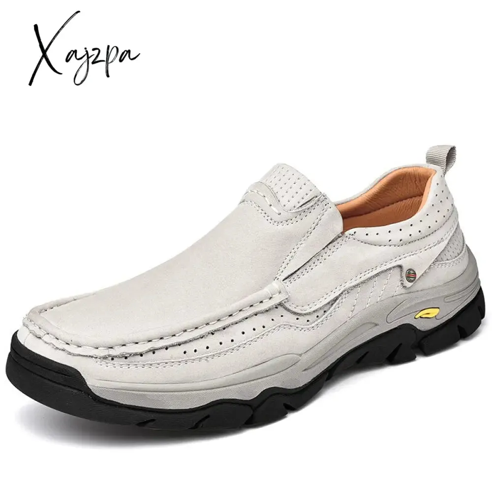 Xajzpa Hiking Patent Model Four Seasons Head Leather Frosted Casual Shoes Men's Walking Shoes Winter Boots Men's Hiking