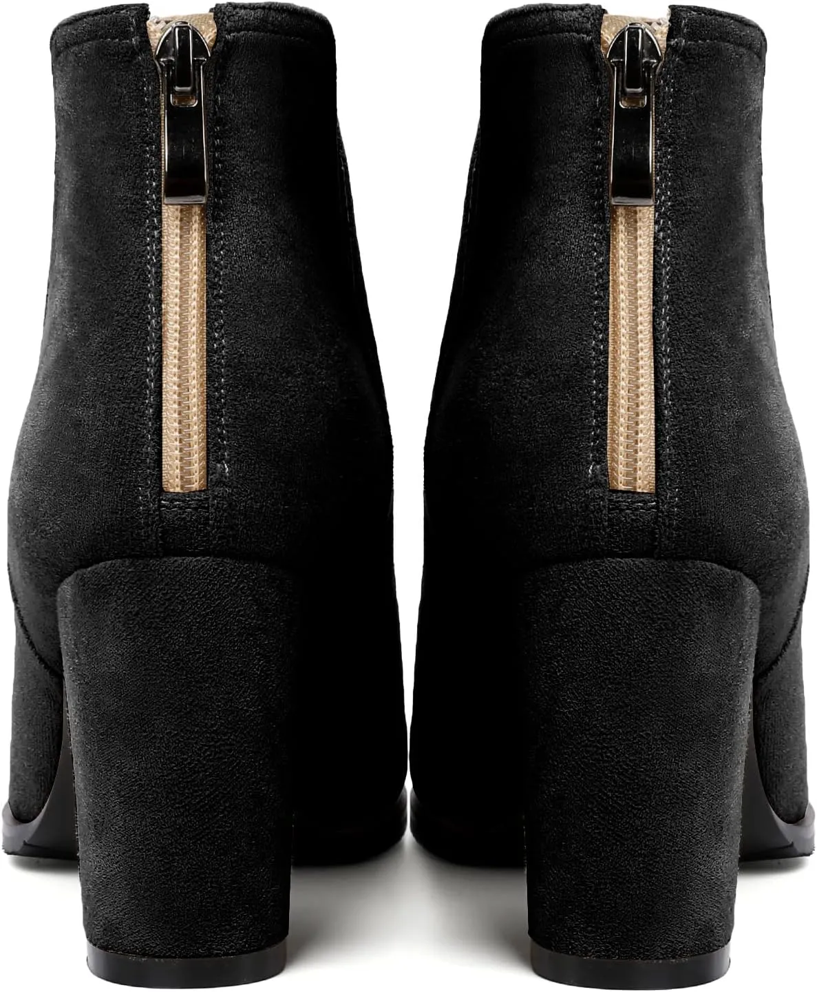 Zamikoo Women's Ankle Boots, Chunky Heel Round Toe Ankle Booties, Dressy Comfortable Block Heel Fall Boots Back Zip 3.5 Inch with Fur
